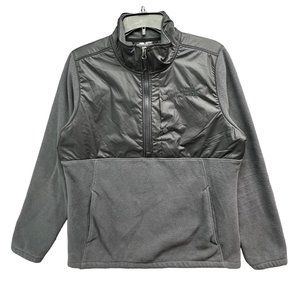 The North Face Womens Tundra Fleece Pullover L Black Gray Half Zip Mock Neck